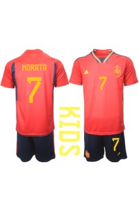 Spania Alvaro Morata #7 Babyklær Hjemme Fotballdrakt til barn VM 2022 Korte ermer (+ Korte bukser)